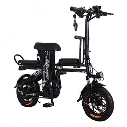 ZXY Bike ZXY 12 Inches Electric Bike E Bike 22KGS Folding electric bicycles for men and women to drive lithium batteries parent-child mini belt baby small mobility batteries, Black, 48V 15A