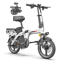 ZYC-WF Bike ZYC-WF 14" Folding Electric Bike Electric Bicycle Adjustable Lightweight Alloy Frame E-Bike with 48V 350W High-Speed Motor for Adults for Sports Cycling Travel Commuting, Black, White