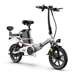 ZYC-WF Electric Bike ZYC-WF Electric Bike Electric Foldable E-Bike 14-Inch Tires Folding Bicycle Adjustable Height Portable with Led Front Light Easy to Store in Caravan Motor Home Silent Motor E-Bike for Cycling, White, W
