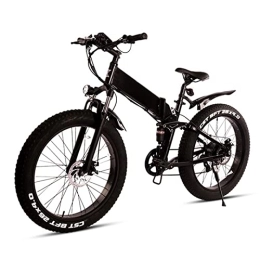 ZYLEDW Electric Bike ZYLEDW Foldable Electric Mountain Bike 500W for Adults 26 Inch Electric Bikes with 48V10AH Removable Lithium Battery, 7 Speed Gears 21Mph Electric Bicycles for Men (Color : Black, Size : 500w)