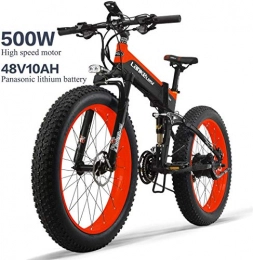 ZYQ Electric Bike ZYQ Electric Bike 26In Tire 500W Motor 48V 10AH Removable Large Capacity Battery Lithium E-Bikes Snow MTB Folding Electric Bicycle 27 Speed Gear Shimano Shifting System, Red