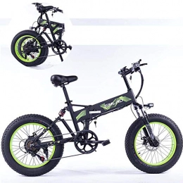 ZZQ Electric Bike ZZQ Folding Electric Bike with 48V 10Ah Removable Lithium-Ion Battery 20 inch Ebike with 350W Motor and 7 Speed Gears Shifter, Green