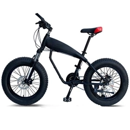 WJSW Fat Tyre Bike 20 Inch Mountain Bikes, 30-Speed Overdrive Fat Tire Bicycle, Boys Womens Aluminum Frame Hardtail Mountain Bike with Front Suspension, Black, Spoke