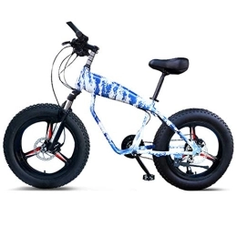 WJSW Fat Tyre Bike 20 Inch Mountain Bikes, 30-Speed Overdrive Fat Tire Bicycle, Boys Womens Aluminum Frame Hardtail Mountain Bike with Front Suspension, Blue, 3 Spoke