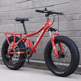MIAOYO Fat Tyre Bike 21 Speed Mountain Bicycle, Front Fork Suspension Disc Brake, Fat Tire Racing MTB For Adult, Fat Bike For Beach Ride Travel Sport, Red, 20