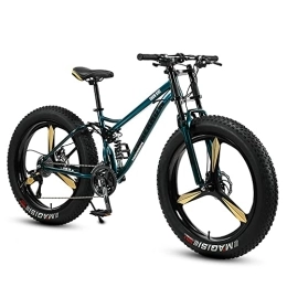 Bananaww Bike 24 / 26 Inch Thick Wheel Mountain Bike with High-carbon Steel Frame, Adult Fat Tire Mountain Trail Bicycle 7 / 21 / 24 / 27 / 30 Speed, Mens Mountain Bike Dual Suspension Dual Disc Brake
