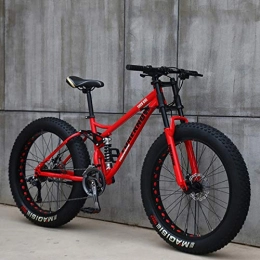 DDSGG Fat Tyre Bike 24-Inch Mountain Bike, 24-Speed Carbon Steel Frame Mountain Bike, Suspension Fork Mountain Bike, with Double Disc Brakes, for Men And Women, red