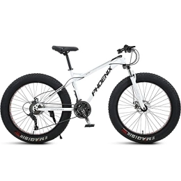 Bananaww Fat Tyre Bike 24 Inch Mountain Bikes, 4.0 Inch Thick Wheel, Adult Fat Tire Mountain Trail Bike, 7 / 21 / 24 / 27 / 30 Speed Bicycle, High-carbon Steel Frame Dual Full Suspension Dual Disc Brake