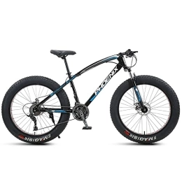  Fat Tyre Bike 24 Inch Mountain Bikes, Adult Fat Tire Mountain Trail Bike, 21 / 24 / 27 / 30 Speed Bicycle, High-carbon Steel Frame Dual Full Suspension Dual Disc Brake, 4.0 Inch Thick Wheel