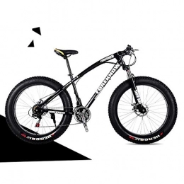 Wghz Fat Tyre Bike 26 / 24 Inch Dual Disc Brake Mountain Snow Beach Fat Tire Variable Speed Bicycle, High Elasticity Comfortable Wide Large Saddle 21 Speed Change, Let You Ride Freely, Black, 26IN