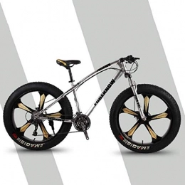 Suge Fat Tyre Bike 26" 24-Speed Fat Tire Mountain Bike All Terrain Mountain Bike Double Disc Brake Bike High-Carbon Steel Hard Tail Mountain Bicycle with Adjustable Seat (Color : Silver, Size : 26" 24 speed)