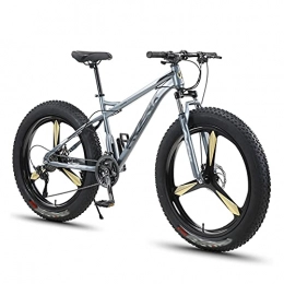 Tbagem-Yjr Fat Tyre Bike 26 Inch Dual-Suspension Mountain Bikes With Dual Disc Brake Adults, 7 / 21 / 24 / 27 / 30 Speed All Terrain Anti-Slip Fat Tire Mountain Bicycle 3 Knife Wheels Mountain Trail Bike Grey ( Size : 27speed )