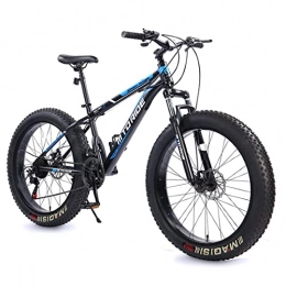 26 Inch Fat Tire Mountain Bike Full Suspension High-Carbon Steel Adults Bike，21 Speeds Mechanical Dual Disc-Brakes Shock-absorbing Shifting MTB Bicycle，Multiple Colo black blue