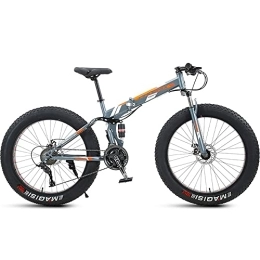 Bananaww Fat Tyre Bike 26 Inch Folding Mountain Bike with Full Suspension High Carbon Steel Frame, Mens Fat Tire Mountain Bik with 7 / 21 / 24 / 27 / 30 Speed, Double Disc Brake and 4-Inch Wide Knobby Tires