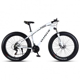 WJSW Fat Tyre Bike 26 Inch High-carbon Steel Mountain Bicycle - Hardtail Mountain Bikes For Adults (Color : White, Size : 21 speed)