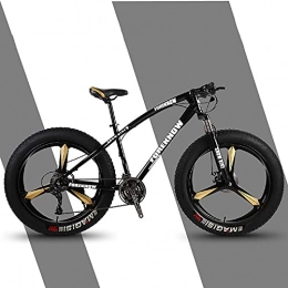 SHUI Fat Tyre Bike 26-inch Mens Fat Tire Mountain Bike, High Carbon Steel Frame, 21-Speed, 3-spoke Wheels, Stable Disc Brake, Multi-Colors Black-7sp