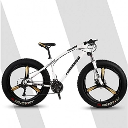SHUI Fat Tyre Bike 26-inch Mens Fat Tire Mountain Bike, High Carbon Steel Frame, 21-Speed, 3-spoke Wheels, Stable Disc Brake, Multi-Colors White-21sp