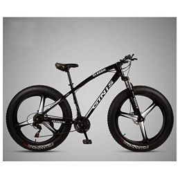 WJSW Bike 26 Inch Mountain Bicycle, High-carbon Steel Frame Fat Tire Mountain Trail Bike, Men's Womens Hardtail Mountain Bike with Dual Disc Brake, Black, 21 Speed 3 Spoke