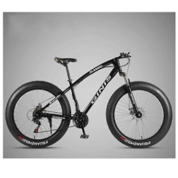 WJSW Fat Tyre Bike 26 Inch Mountain Bicycle, High-carbon Steel Frame Fat Tire Mountain Trail Bike, Men's Womens Hardtail Mountain Bike with Dual Disc Brake, Black, 27 Speed Spoke