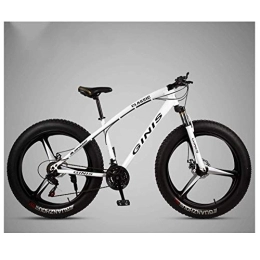 WJSW Bike 26 Inch Mountain Bicycle, High-carbon Steel Frame Fat Tire Mountain Trail Bike, Men's Womens Hardtail Mountain Bike with Dual Disc Brake, White, 21 Speed 3 Spoke