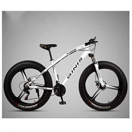 NOBRAND Fat Tyre Bike 26 Inch Mountain Bicycle, High-carbon Steel Frame Fat Tire Mountain Trail Bike, Men's Womens Hardtail Mountain Bike with Dual Disc Brake, White, 30 Speed 3 Spoke Suitable for men and women, cycling and