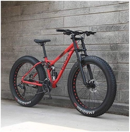 SAFT Fat Tyre Bike 26 inch mountain bike MTB, adult youth Hardtail MTB, carbon steel frame, large tire full suspension Mountain bike (Color : Red, Size : 21speeds)