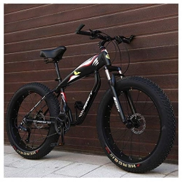 Wghz Fat Tyre Bike 26 Inch Mountain Bikes, Fat Tire Hardtail Mountain Bike, Aluminum Frame Alpine Bicycle, Mens Womens Bicycle with Front Suspension, Black, 24 Speed Spoke