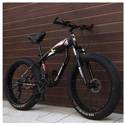 AUTOKS Bike 26 Inch Mountain Bikes, Fat Tire Hardtail Mountain Bike, Aluminum Frame Alpine Bicycle, Mens Womens Bicycle with Front Suspension, Black, 24 Speed Spoke