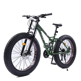 DJYD Fat Tyre Bike 26 Inch Women Mountain Bikes, Dual Disc Brake Fat Tire Mountain Trail Bike, Hardtail Mountain Bike, Adjustable Seat Bicycle, High-carbon Steel Frame, Green, 27 Speed FDWFN