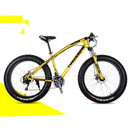 Mhwlai Fat Tyre Bike 26In Dual-Suspension Mountain Bikes with Dual Disc Brake for Adults Men Women, High-Carbon Steel Mountain Trail Bike-All Terrain Anti-Slip Fat Tire Mountain Bicycle, Gold, 7 speed