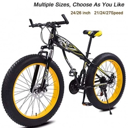 4.0 Fat Tire Mountain Bike Dual Disc Brakes Mountain Bicycle Country Gearshift Bicycle With Aluminum Pedals Comfortable Seat For Adult Men And Women Over 160cm ( Color : 24 Speed , Size : 24inch )