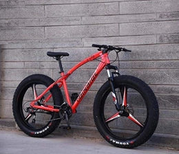Aoyo Bike Adult 24 Speed Mountain Bikes, 26 Inch Fat Tire Hardtail Mountain Bike, Dual Suspension Frame And Suspension Fork All Terrain Mountain Bicycle (Color : 27 Speed, Size : Red 3 impeller)