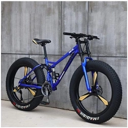 Aoyo Bike Adult Beach Bicycle, Mountain Bikes, Mtb Bikes, Dual-Suspension, Double Disc Brake, Fat Tire, Outroad Bike, All-Terrain, (Color : Blue)