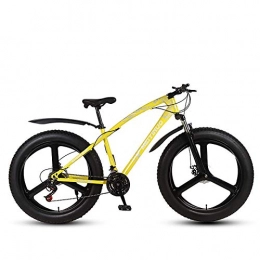 CDPC Bike Adult Bicycles, 24-inch And 26-inch Mountain Bikes, 4-inch Wide Tires, Beach Snow Mountain Bikes, Double Disc Brakes, Anti-skid Bicycles (Color : Yellow, Size : 26 inches)