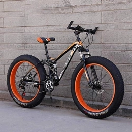 WJSW Bike Adult Fat Tire Mountain Bike, Beach Snow Bike, Double Disc Brake Bikes, Lightweight High-Carbon Steel Frame Bicycle, 24 Inch Wheels