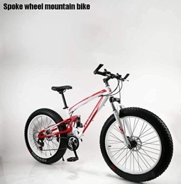 WJSW Bike Adult Fat Tire Mountain Bike, Snow Bikes, Double Disc Brake Beach Bikes, Men All-Terrain Full Suspension Bicycle, 4.0 Wide 26 Inch Wheels