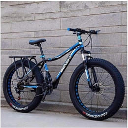 Aoyo Bike Adult Fat Tire Mountain Bikes, Dual Disc Brake Hardtail Mountain Bike, Front Suspension Bicycle, Women All Terrain Mountain Bike, (Color : Blue B, Size : 24 Inch 24 Speed)