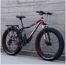 IMBM Bike Adult Fat Tire Mountain Bikes, Dual Disc Brake Hardtail Mountain Bike, Front Suspension Bicycle, Women All Terrain Mountain Bike (Color : Red B, Size : 26 Inch 24 Speed)