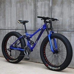 Aoyo Fat Tyre Bike Adult Mountain Bikes, 24 Inch Fat Tire Hardtail Mountain Bike, Dual Suspension Frame and Suspension Fork All Terrain Mountain Bike (Color : Blue, Size : 7 Speed)