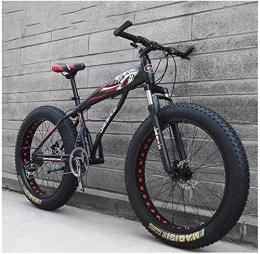 IMBM Fat Tyre Bike Adult Mountain Bikes, Boys Girls Fat Tire Mountain Trail Bike, Dual Disc Brake Hardtail Mountain Bike, High-carbon Steel Frame, Bicycle (Color : Red D, Size : 24 Inch 21 Speed)