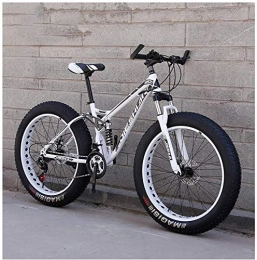 Aoyo Fat Tyre Bike Adult Mountain Bikes, Fat Tire Dual Disc Brake Hardtail Mountain Bike, Big Wheels Bicycle, High-carbon Steel Frame, New Blue, 26 Inch 27 Speed (Color : New White, Size : 26 Inch 21 Speed)