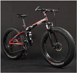 Aoyo Fat Tyre Bike Adult Mountain Bikes, Foldable Frame Fat Tire Dual-Suspension Mountain Bicycle, High-carbon Steel Frame, All Terrain Mountain Bike, 26" Red, 30 Speed (Color : 26" Red, Size : 30 Speed)