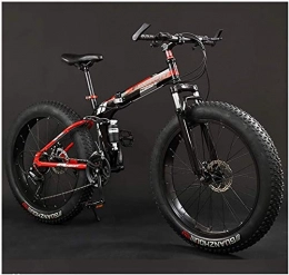 Aoyo Fat Tyre Bike Adult Mountain Bikes, Foldable Frame Fat Tire Dual-Suspension Mountain Bicycle, High-carbon Steel Frame, All Terrain Mountain Bike (Color : 26" Red, Size : 24 Speed)