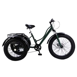 BJYX Bike Adult Tricycles 7 Speed, 24 Inch Fat Tire Adult Trikes, Stablize, Strong Load-Bearing, 3 Wheel Bikes for Exercise, Shopping and Picnic