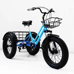 BJYX  Adult Tricycles, Fat Tire Three Wheel Cruiser Bike 7 Speed, Adult Trikes 20 inch Wheels, Three-Wheeled Bicycles for Women / Men / Sport