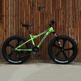 AEF Bike AEF 26 Inch Fat Tire Mountain Bike, 21-Speed Dual Disc Brake Mens Bike, 4-Inch Wide Knobby Tires, Front Fork Suspension, High Carbon Steel Frame, Multiple Colors, Green