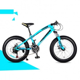 Mhwlai Bike All Terrain Anti-Slip Fat Tire Mountain Bicycle, 24In Dual-Suspension Mountain Bikes with Dual Disc Brake for Adults Men Women, High-Carbon Steel Mountain Trail Bike, Blue, 27 speed