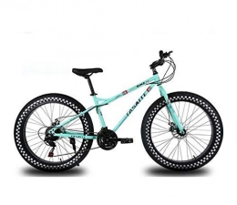Alqn Fat Tyre Bike ALQN 26 inch Wheels Mountain Bike for Adults, Fat Tire Bike Bicycle, High-Carbon Steel Frame, Dual Disc Brake, Blue, 24 Speed