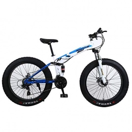 ANJING Fat Tyre Bike ANJING 24 inch Mountain Bike, 24 Speed Fat Tire Snow Bicycle with Dual Disc Brake / Suspension, Blue