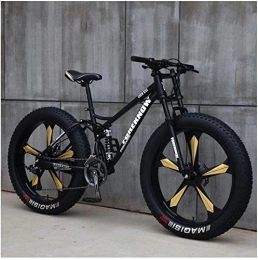 Aoyo Fat Tyre Bike Aoyo 26 Inch, 21 SpeedsAdult Beach Sport Bike, Bicycles, High Carbon Steel, Fat Tire, Mountain Trail Bike, Double Disc Brake, Dual-Suspension, For Men Women Universal, (Color : Black)
